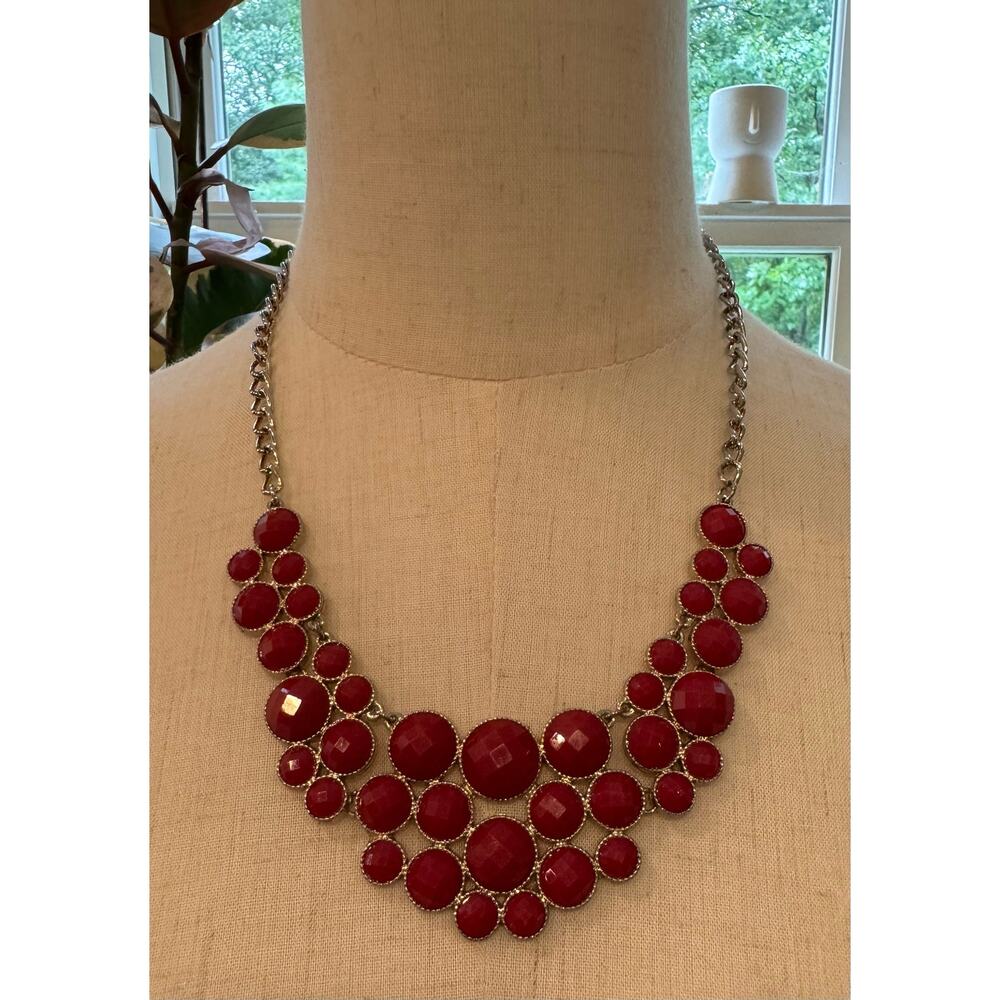 Beautiful red faceted statement necklace